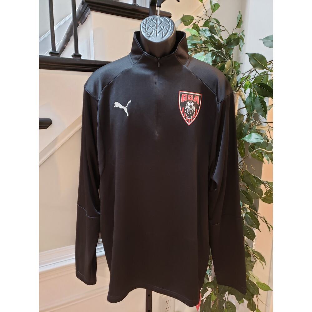 Puma Shirt Men 2X Black Gwinnett Soccer Academy Training Long Sleeve Quarter Zip